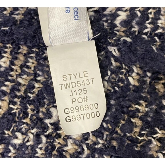 Lucky Brand XS Cardigan Sweater Navy Cream Aztec Open Drape Front Long Sleeve - Picture 14 of 14